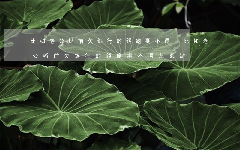 比如老公婚前欠銀行的錢逾期不還-比如老公婚前欠銀行的錢逾期不還怎么辦