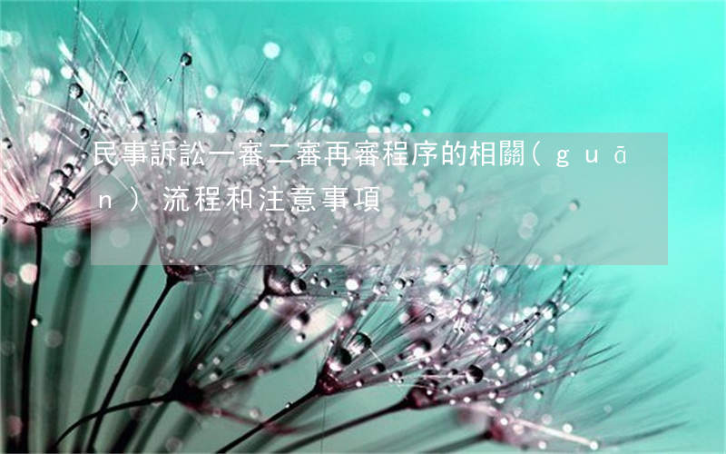 民事訴訟一審，二審，再審程序的相關(guān)流程和注意事項