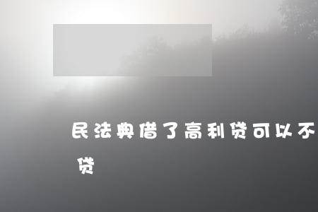 民法典借了高利贷可以不还吗(民法典放高利贷)