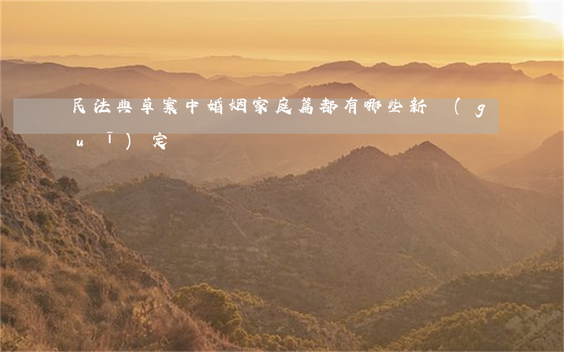 民法典草案中婚姻家庭篇都有哪些新規(guī)定