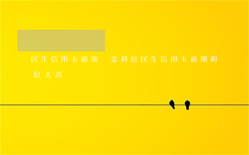 民生信用卡逾期罰金利息(民生信用卡逾期利息太高)
