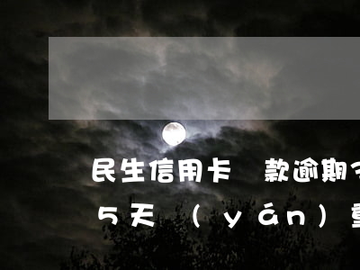 民生信用卡還款逾期3天(民生信用卡逾期了5天嚴(yán)重嗎)