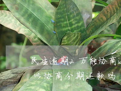 民生逾期2万能协商还款本金么(民生逾期可以协商分期还款吗)