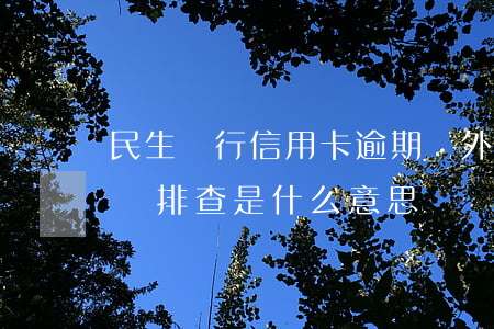 民生銀行信用卡逾期說外訪排查(民生銀行外訪排查是什么意思)