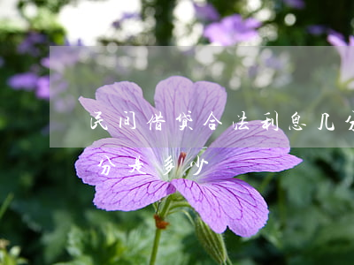 民间借贷合法利息几分(民间借贷合法利息几分是多少)