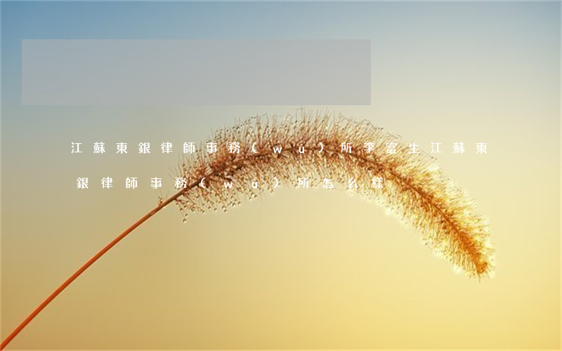 江蘇東銀律師事務(wù)所李富生(江蘇東銀律師事務(wù)所怎么樣)