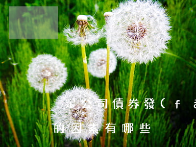 決定公司債券發(fā)行價(jià)格的因素有哪些