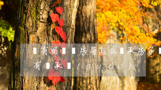 沒有留遺囑房屋怎么繼承(房子沒有立遺囑誰有繼承權(quán))
