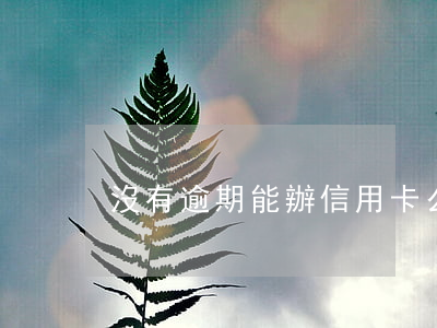 沒有逾期能辦信用卡么(沒有逾期可以貸款嗎)