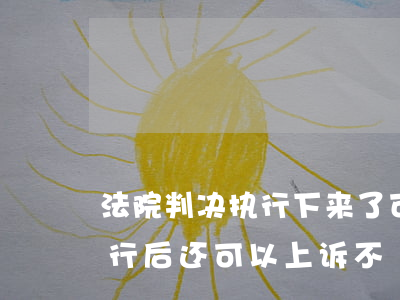 法院判决执行下来了可以上诉吗(一审判决执行后还可以上诉不?)
