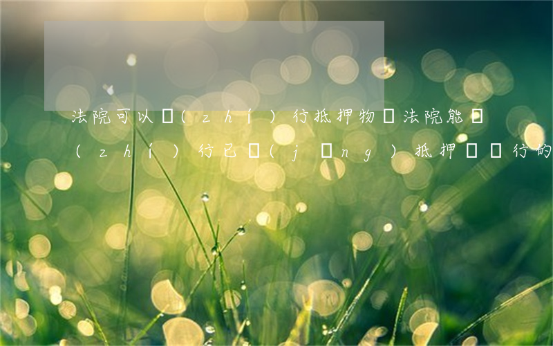 法院可以執(zhí)行抵押物嗎(法院能執(zhí)行已經(jīng)抵押給銀行的財產(chǎn))