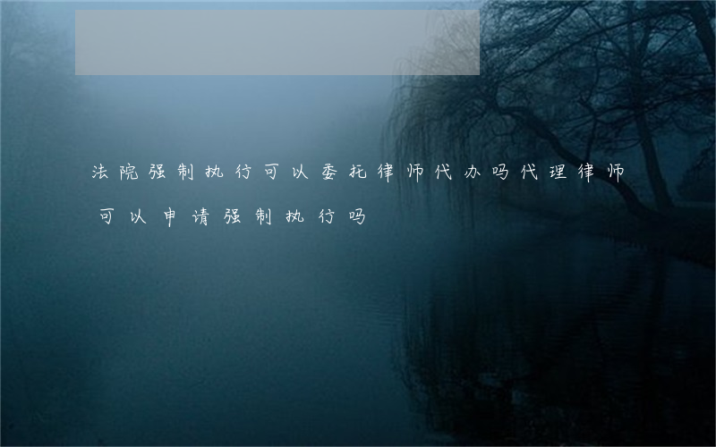 法院强制执行可以委托律师代办吗(代理律师可以申请强制执行吗)