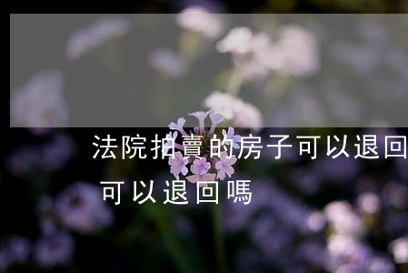 法院拍賣的房子可以退回嗎(法院拍賣的房子可以退回嗎)