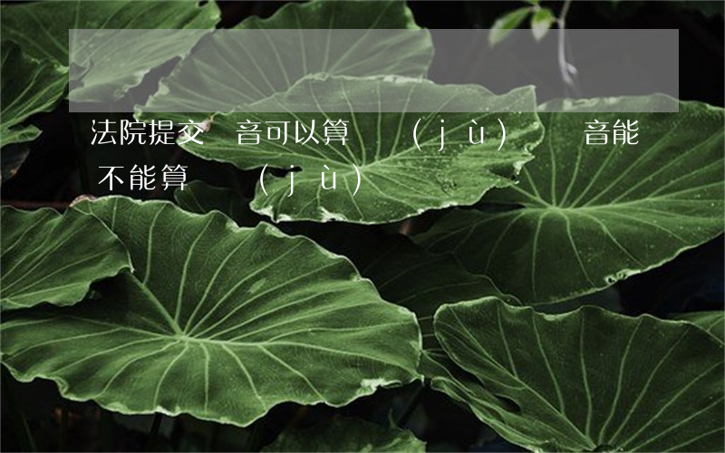法院提交錄音可以算證據(jù)嗎(錄音能不能算證據(jù))