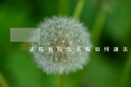 法院教你怎么做(如何讓法官幫我)
