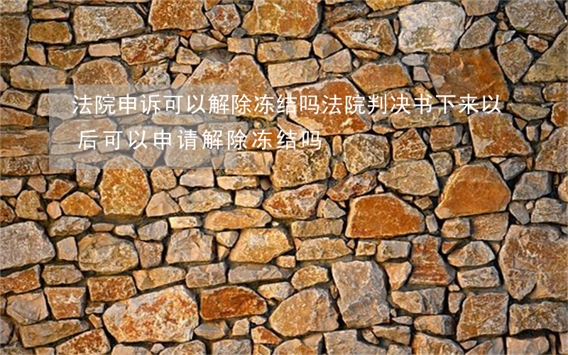 法院申诉可以解除冻结吗(法院判决书下来以后可以申请解除冻结吗)