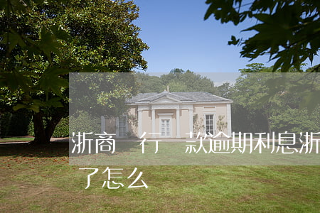浙商銀行貸款逾期利息(浙商銀行信用卡逾期了怎么辦)