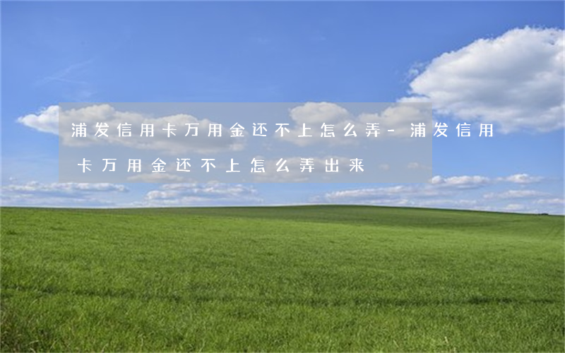 浦发信用卡万用金还不上怎么弄-浦发信用卡万用金还不上怎么弄出来