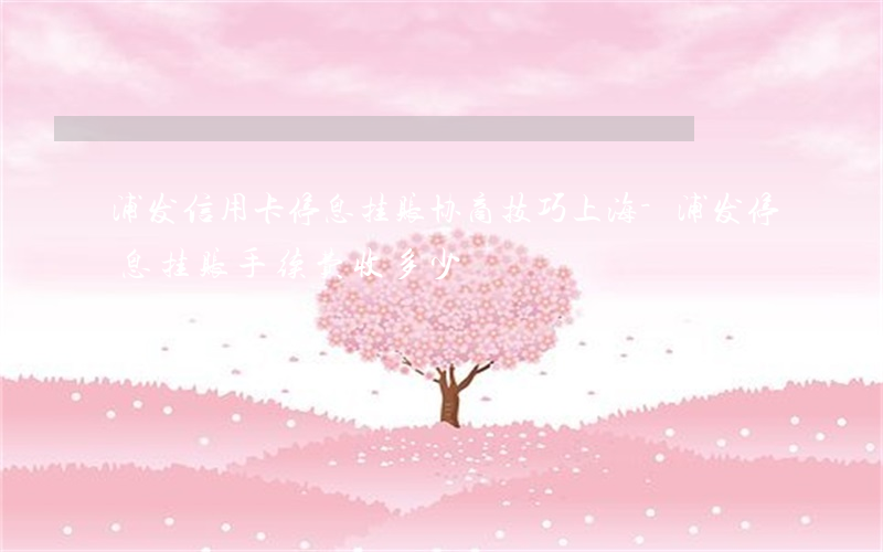 浦发信用卡停息挂账协商技巧上海-浦发停息挂账手续费收多少