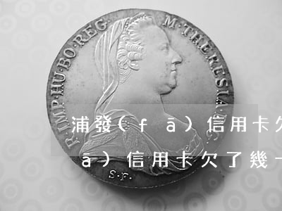 浦發(fā)信用卡欠了幾十萬-浦發(fā)信用卡欠了幾十萬