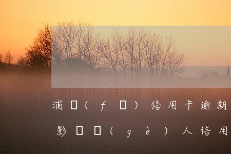 浦發(fā)信用卡逾期1天會(huì)影響個(gè)人信用-浦發(fā)信用卡逾期1天會(huì)影響個(gè)人信用額度嗎