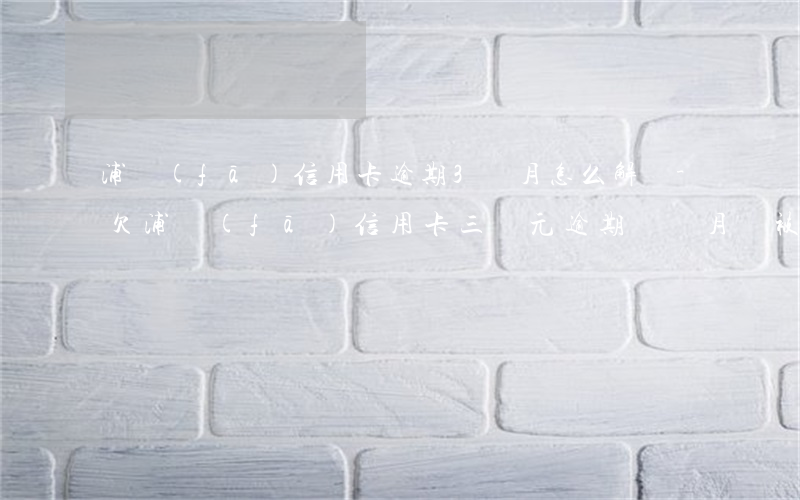 浦發(fā)信用卡逾期3個月怎么解決-欠浦發(fā)信用卡三萬元逾期幾個月會被起訴呢