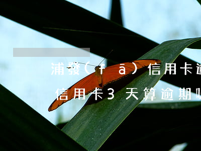 浦發(fā)信用卡逾期三月(浦發(fā)信用卡3天算逾期嗎)