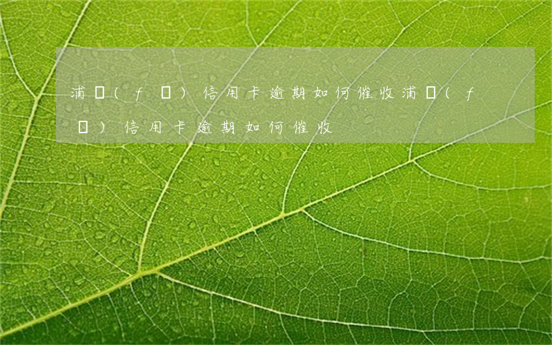 浦發(fā)信用卡逾期如何催收(浦發(fā)信用卡逾期如何催收)