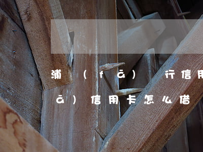 浦發(fā)銀行信用卡如何透支(浦發(fā)信用卡怎么借錢)