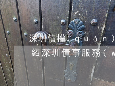 深圳債權(quán)債務(wù)律師介紹 深圳債事服務(wù)公司