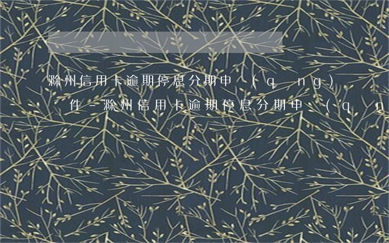 滁州信用卡逾期停息分期申請(qǐng)條件-滁州信用卡逾期停息分期申請(qǐng)條件是什么