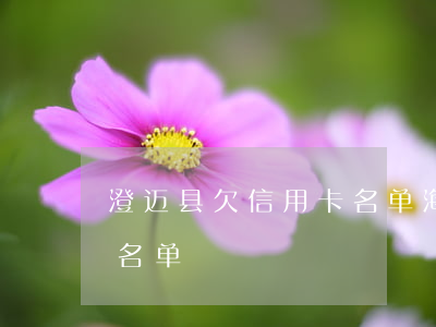 澄迈县欠信用卡名单(海南省澄迈县失信人员名单)