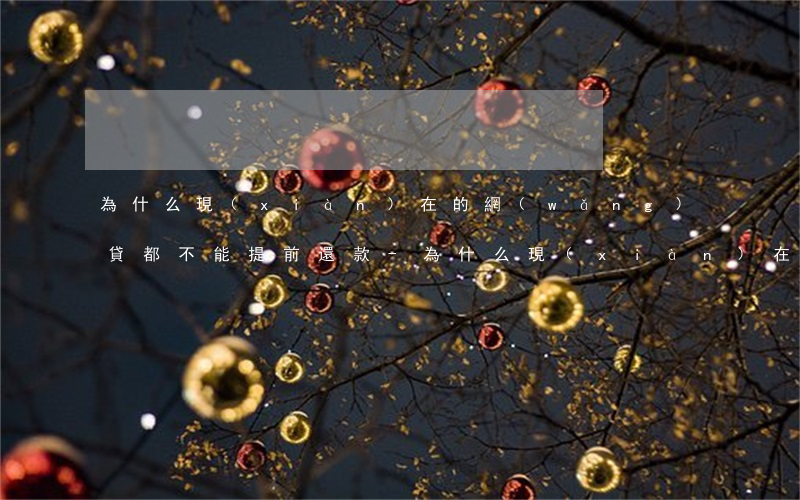 為什么現(xiàn)在的網(wǎng)貸都不能提前還款-為什么現(xiàn)在的網(wǎng)貸都不能提前還款了