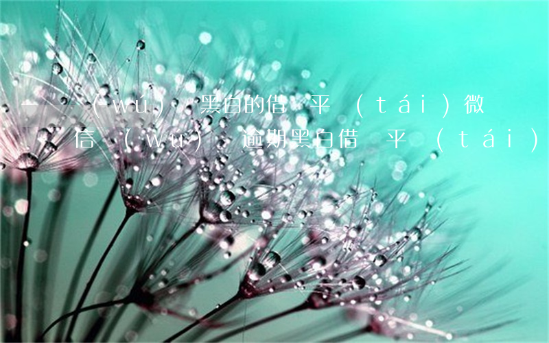 無(wú)視黑白的借錢平臺(tái)（微信無(wú)視逾期黑白借錢平臺(tái)）