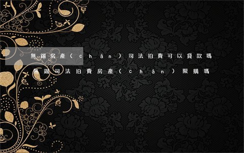 無錫房產(chǎn)司法拍賣可以貸款嗎(無錫司法拍賣房產(chǎn)限購嗎)