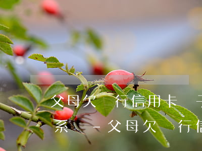 父母欠銀行信用卡 與子女有關(guān)系嗎-父母欠銀行信用卡與子女有關(guān)系嗎