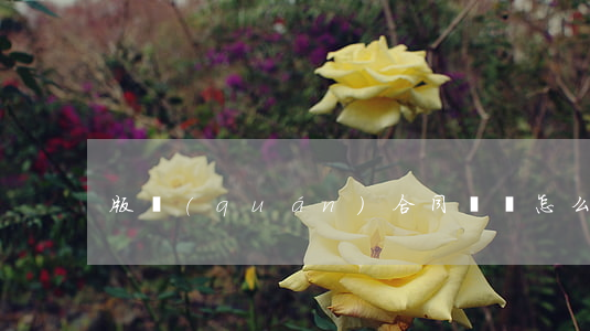 版權(quán)合同糾紛怎么處理