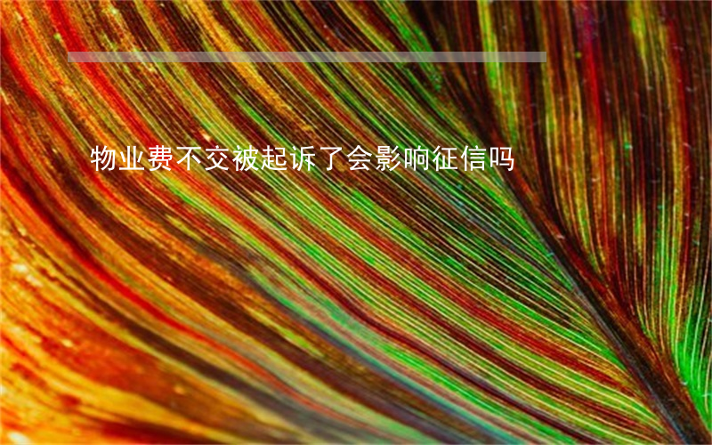 物业费不交被起诉了会影响征信吗