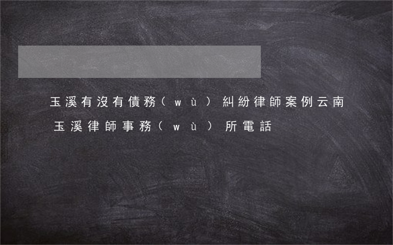 玉溪有沒有債務(wù)糾紛律師案例(云南玉溪律師事務(wù)所電話)