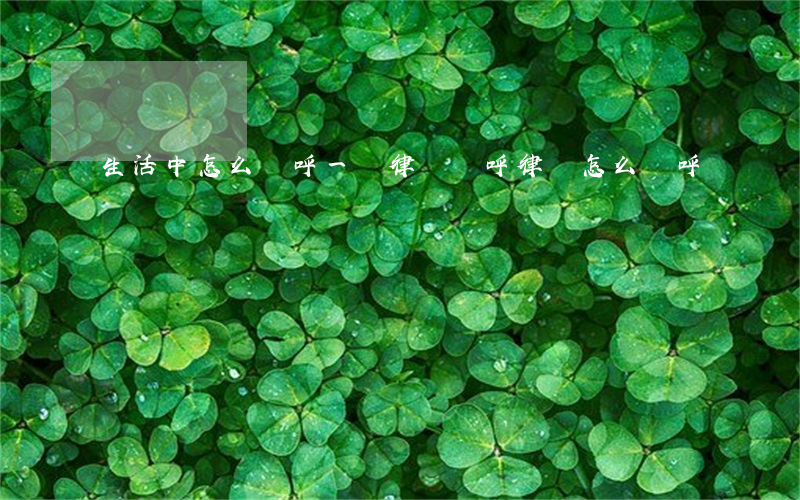 生活中怎么稱呼一個律師(稱呼律師怎么稱呼)