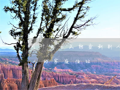 用什么方式能查到别人的住址(怎么能查到别人的家庭住址)