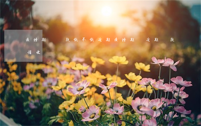 疫情期間貸款能不能逾期(疫情期間逾期貸款催收)