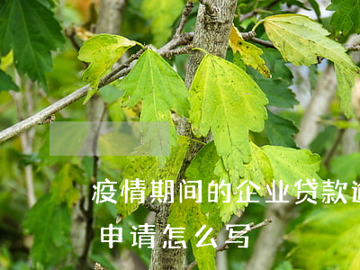 疫情期间的企业贷款逾期(疫情期间贷款逾期申请怎么写)