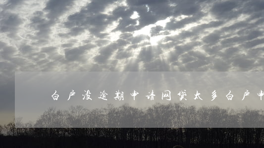 白户没逾期申请网贷太多(白户申请不了网贷)