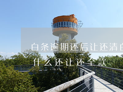 白条逾期还后让还清(白条把逾期部分还了为什么还让还全款)