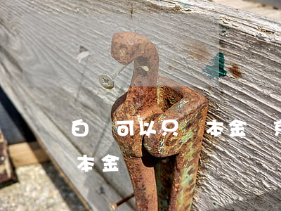 白條可以只還本金嗎(京東白條可以申請只還本金嗎)