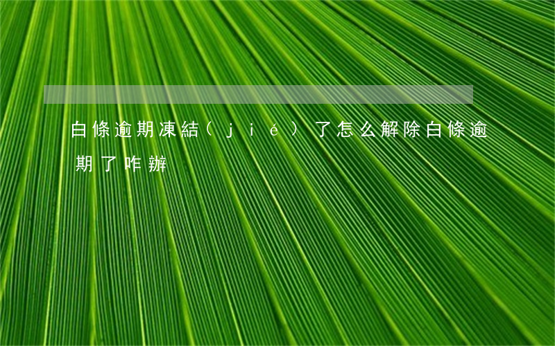 白條逾期凍結(jié)了怎么解除 白條逾期了咋辦