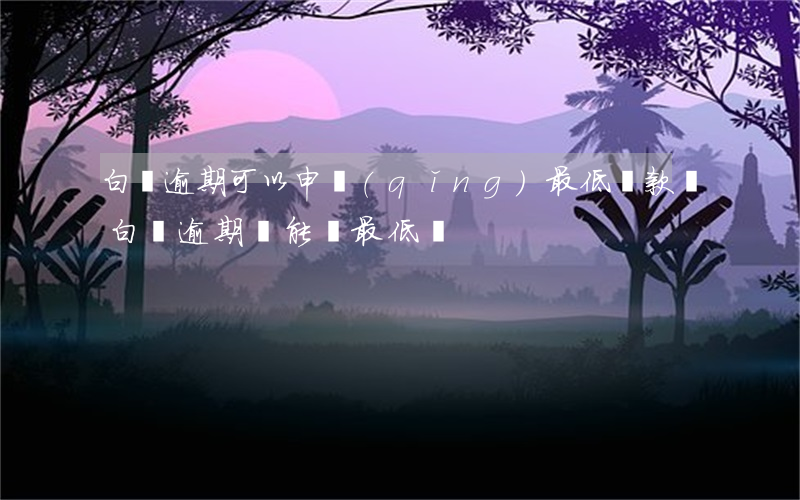 白條逾期可以申請(qǐng)最低還款嗎(白條逾期還能還最低嗎)