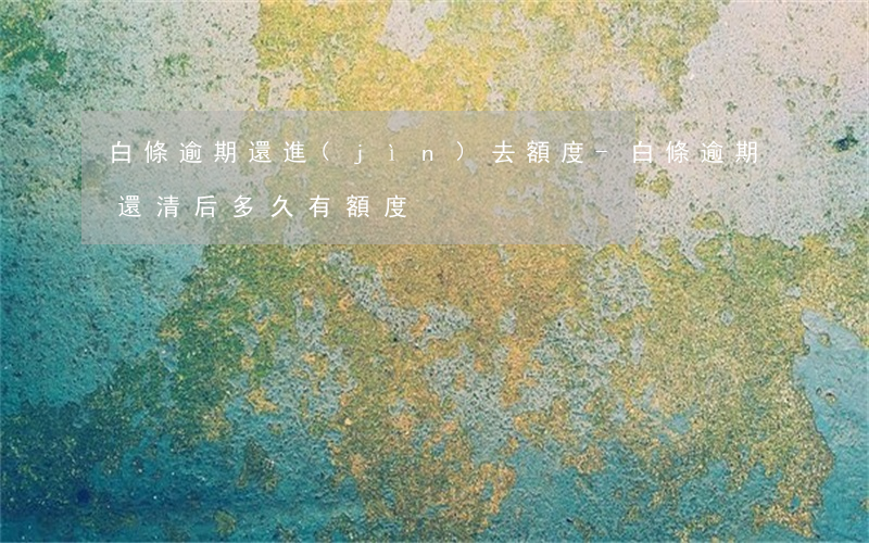 白條逾期還進(jìn)去額度-白條逾期還清后多久有額度