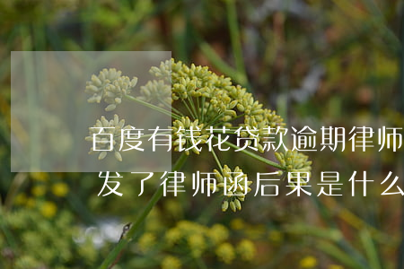 百度有钱花贷款逾期律师函 百度有钱花逾期发了律师函后果是什么
